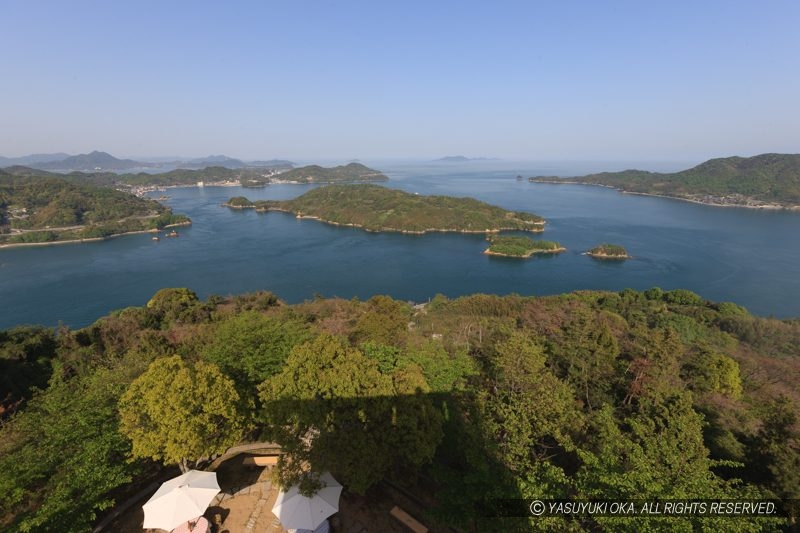 カレイ山展望公園から能島城を望む