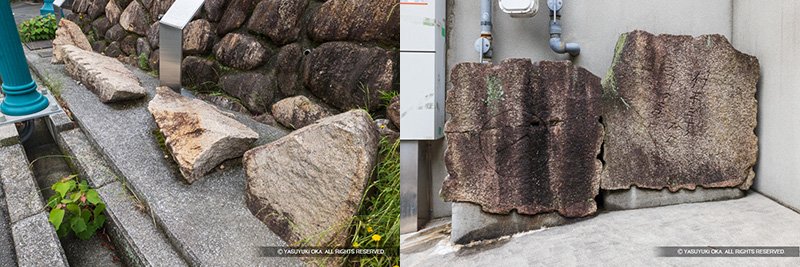 六麓荘浄水場の割石と六麓荘町に残る刻印石