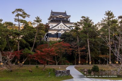 坂谷門跡（伊賀川）から岡崎城天守