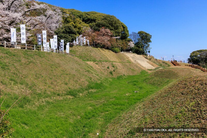 小牧山城の南麓の空掘と土塁