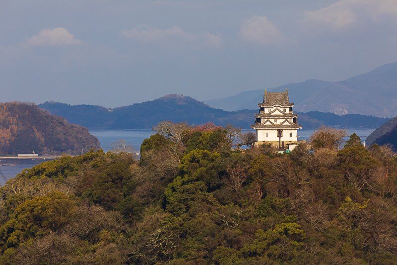 宇和島城天守と宇和島湾（宇和海）