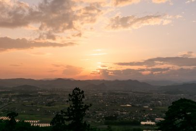 唐沢山城・天狗岩から夕日