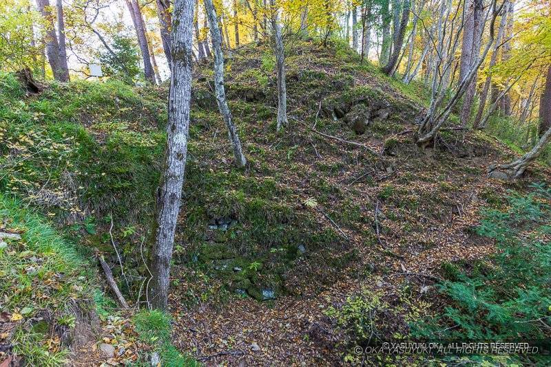 要害山城主郭背後の土橋石積
