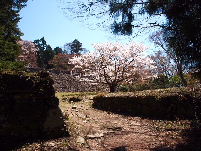 高取城の十三間多門枡形を抜けると右手が二の丸（本荘良智）