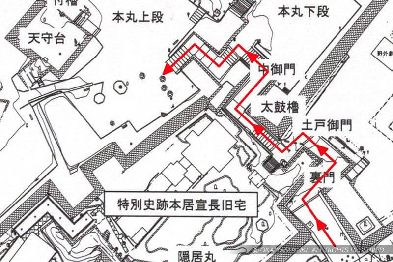 松坂城 裏門跡から本丸へ続く虎口