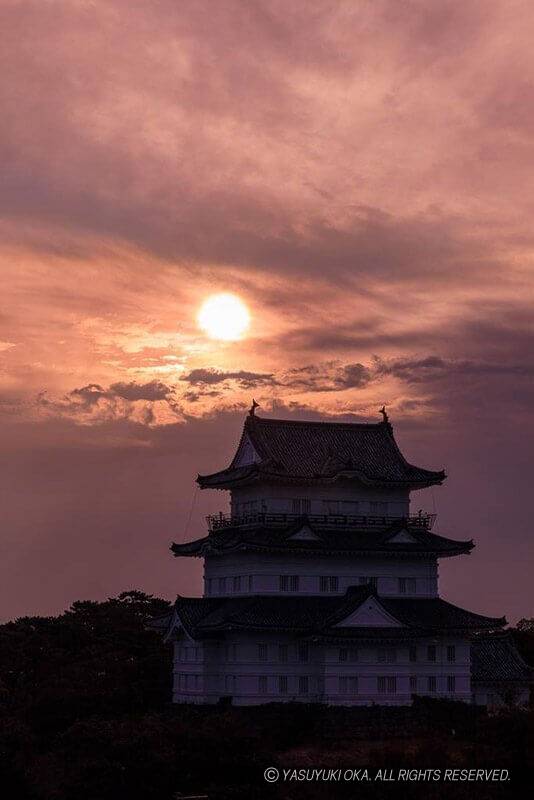 小田原城と朝日（遠景撮影）