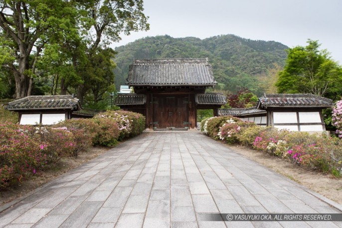 旧山口藩庁門から望む高嶺城跡