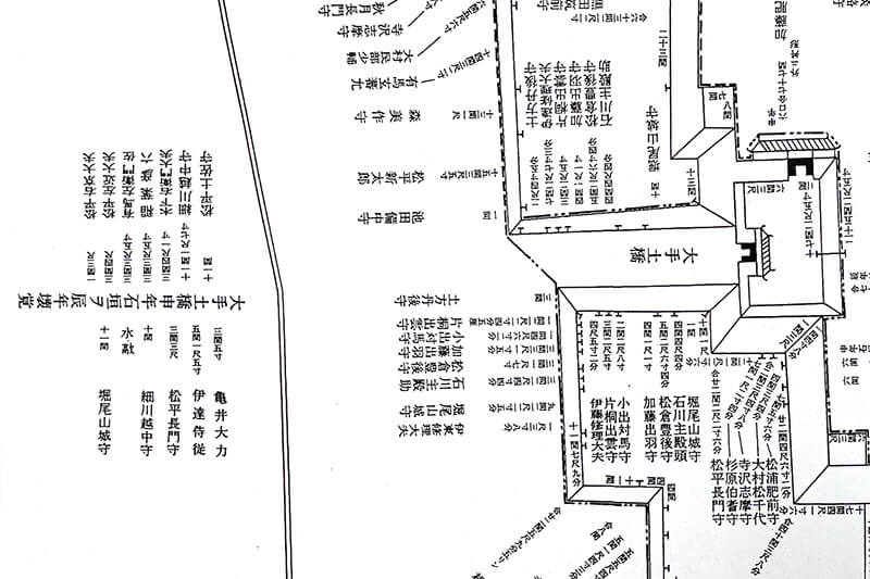 大坂築城丁場割図大手門付近