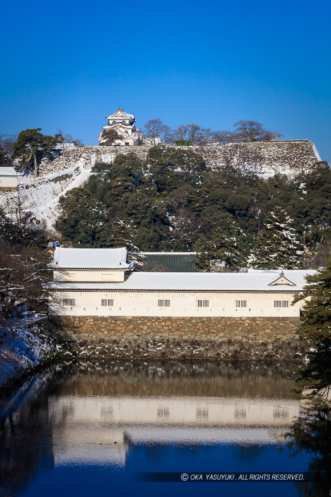 彦根城佐和口多聞櫓・天秤櫓・天守を望む・冬