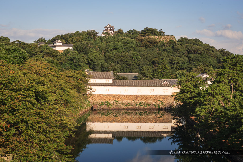 彦根城佐和口多聞櫓・天秤櫓・天守を望む・夏