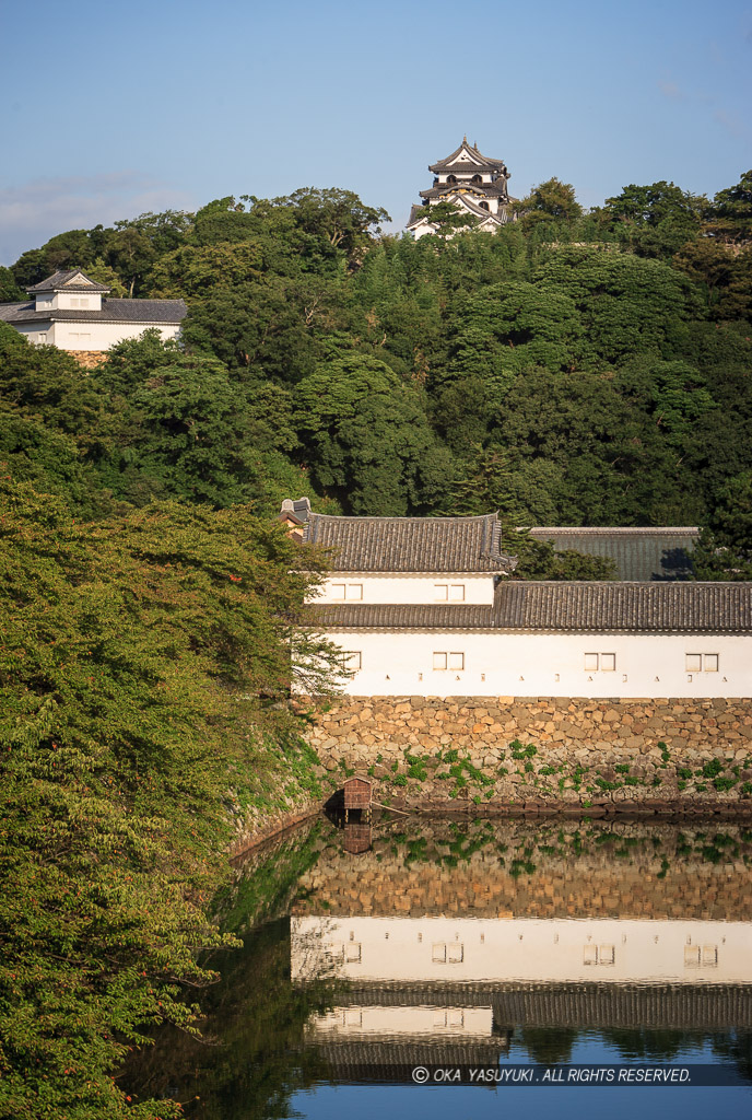 彦根城佐和口多聞櫓・天秤櫓・天守を望む・夏