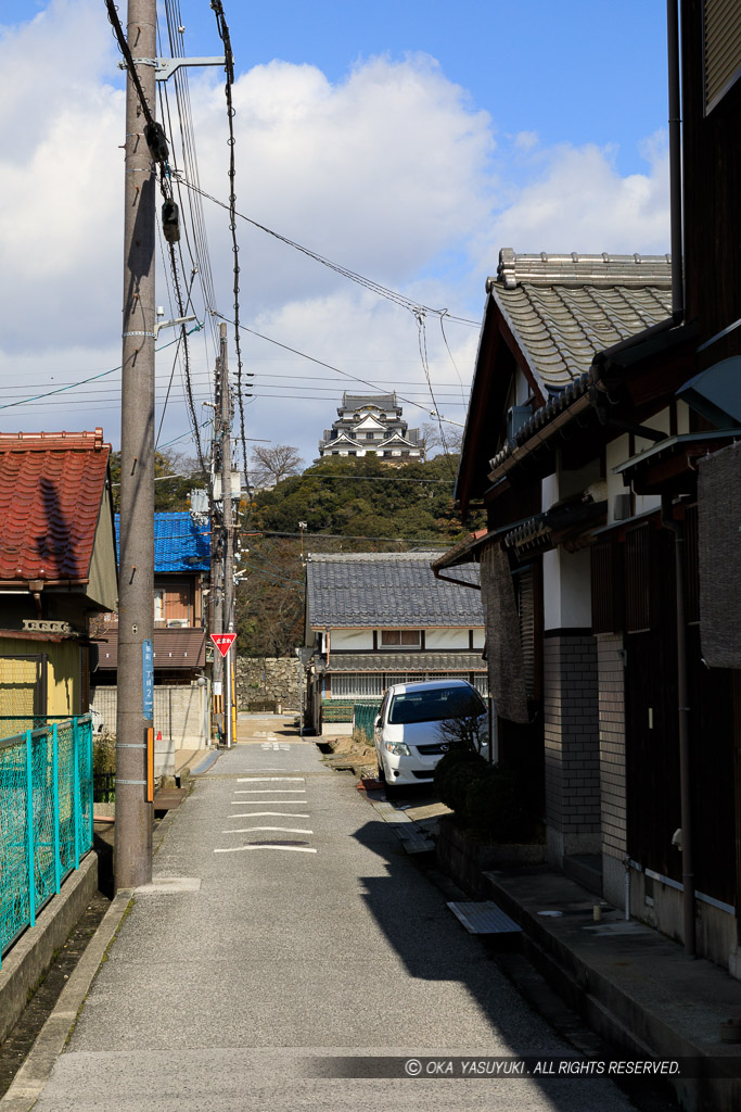 足軽屋敷エリアから望む天守