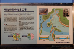 明治時代の治水工事の解説板|高解像度画像サイズ:6436 x 4293 pixels|写真番号:344A6885|撮影:Canon EOS R5