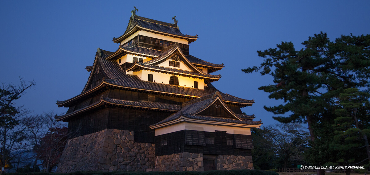 現存12天守、松江城の夜